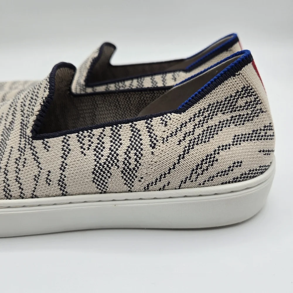 Rothy's The Sneaker Maritime Tiger Slip On Shoes Gray Stripe Women's Size 8.5